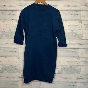Adidas Womens Sweatshirt Dress Trefoil Logo Blue Shift 3/4 Sleeve S